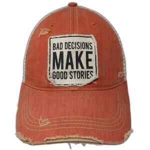 Headmost Trucker Hat Orange Beige OS Snapback Bad Decisions Make Good Stories